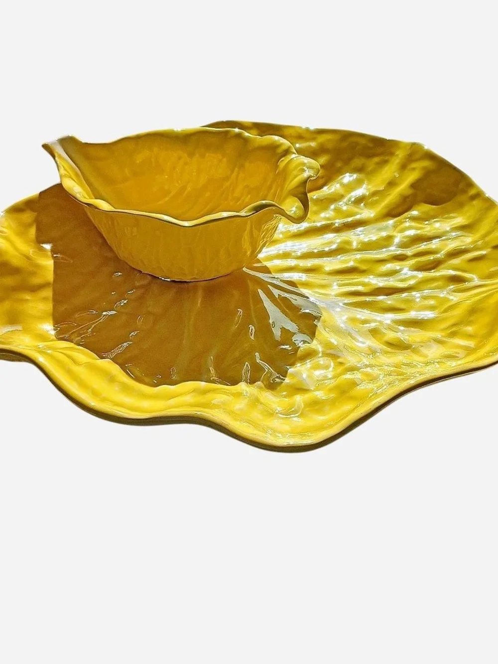 Ceramic Yellow Cabbage Leaf Serveware Set - Brand‎